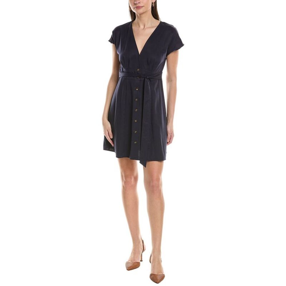 Opt Womens O.P.T Lilia Linen-Blend Mini Dress, Black